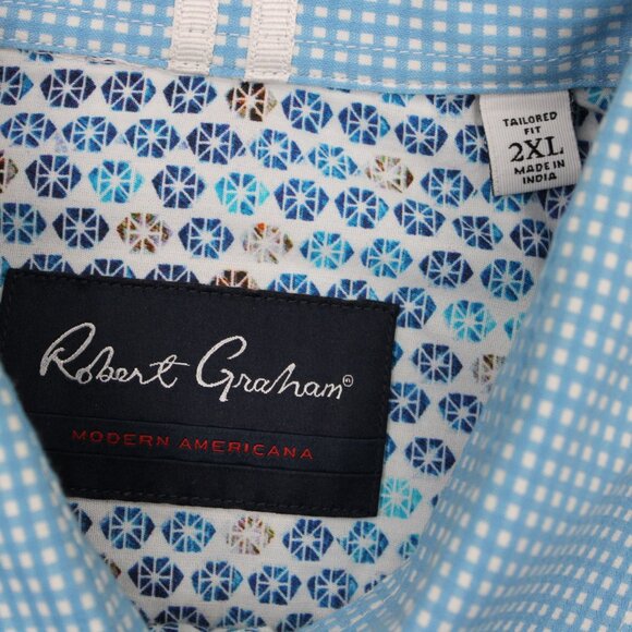 Robert Graham Modern Americana Shirt Adult 2XL XXL Blue Tailored Fit L/S Button - Picture 7 of 12